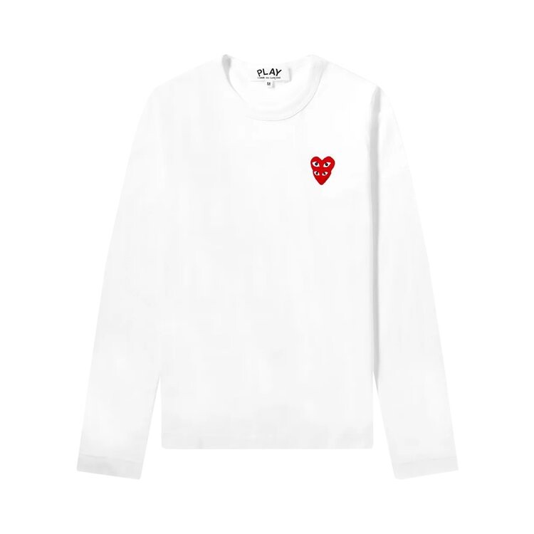 

Футболка Comme des Garçons PLAY Double Heart Long-Sleeve T-Shirt 'White', белый