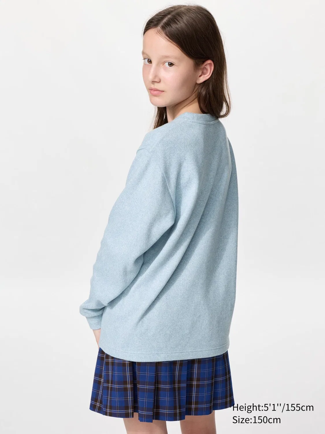 Футболка Uniqlo, детская, вязаная флисовая с длинным рукавом, кремовый — фото 3