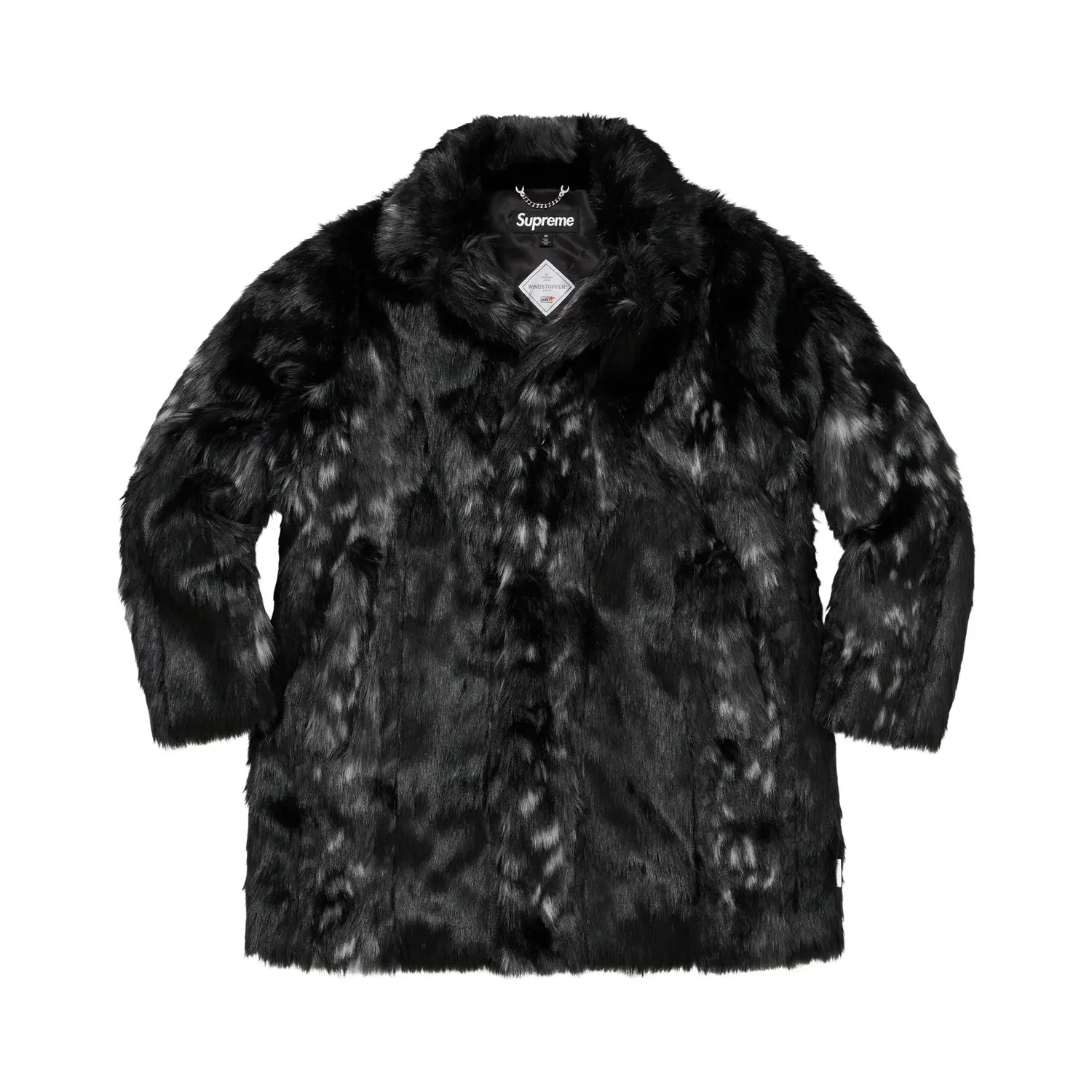 Пальто на молнии с искусственным мехом Supreme Lynx Faux Fur Windstopper, Черный