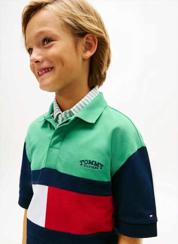 Поло с цветочным блоком, модель Colour-Blocked, Tommy Hilfiger, зеленый — фото 3