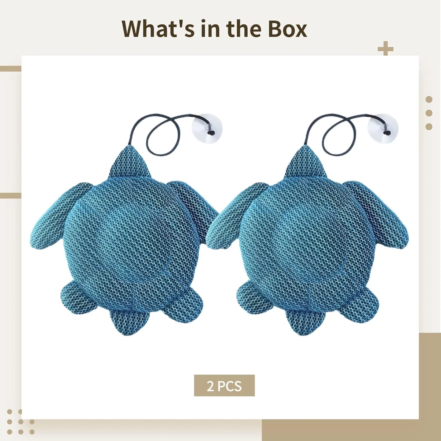 Губка для ванны Turtle Shaped, 2 шт, byepica, 24x27x2 см, Dark Blue — фото 3