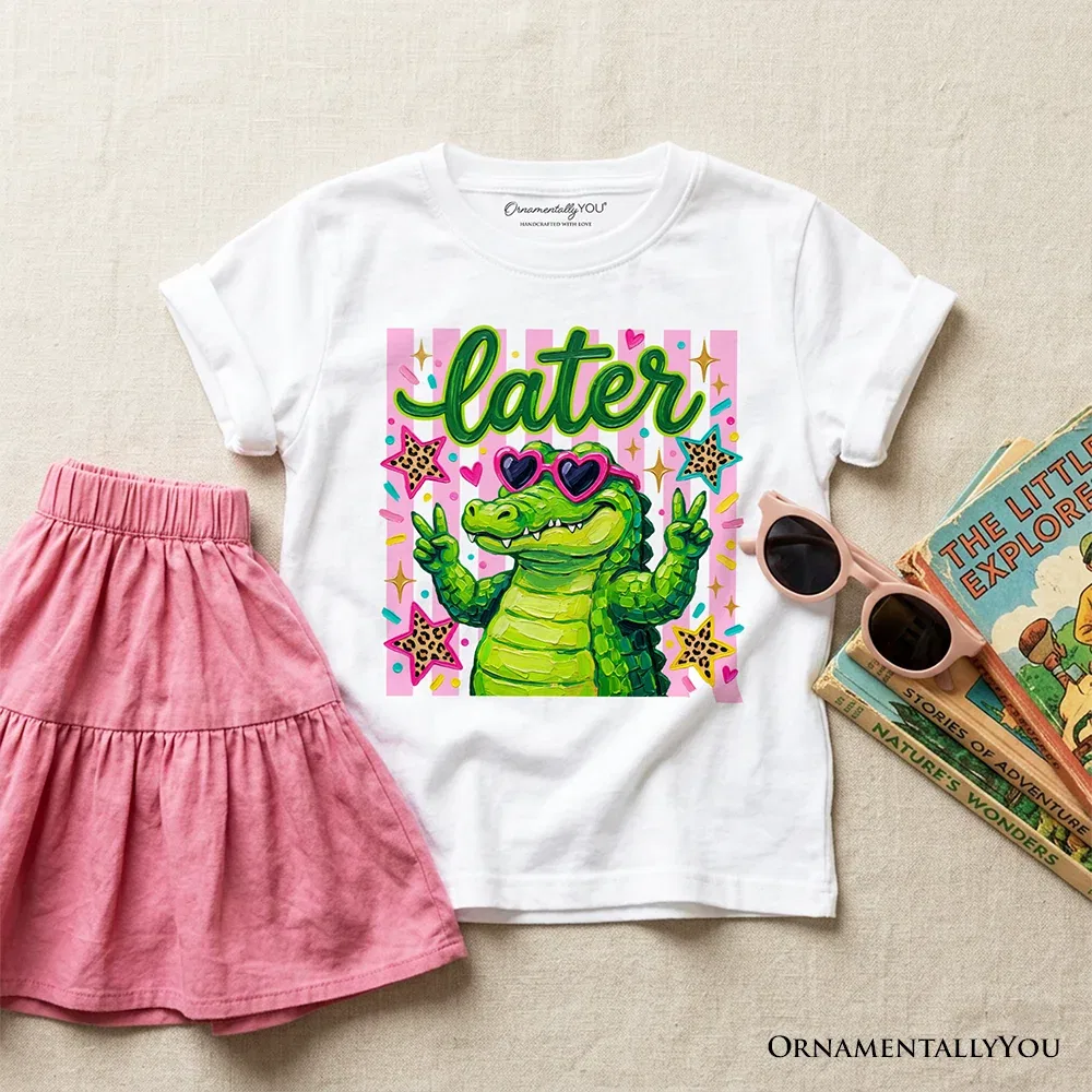 Детская футболка для девочек с принтом Coquette Alligator OrnamentallyYou, White