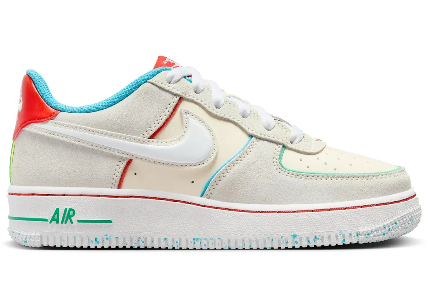 Детские кроссовки Lifestyle с принтом Nike Air Force 1 Low LV8, Pale Ivory/Picante Red/Baltic Blue/White