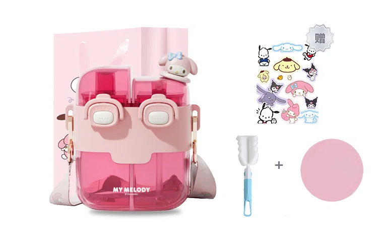 Детская пластиковая бутылка для воды с трубочкой My Melody Sanrio, My Melody+Sticker
