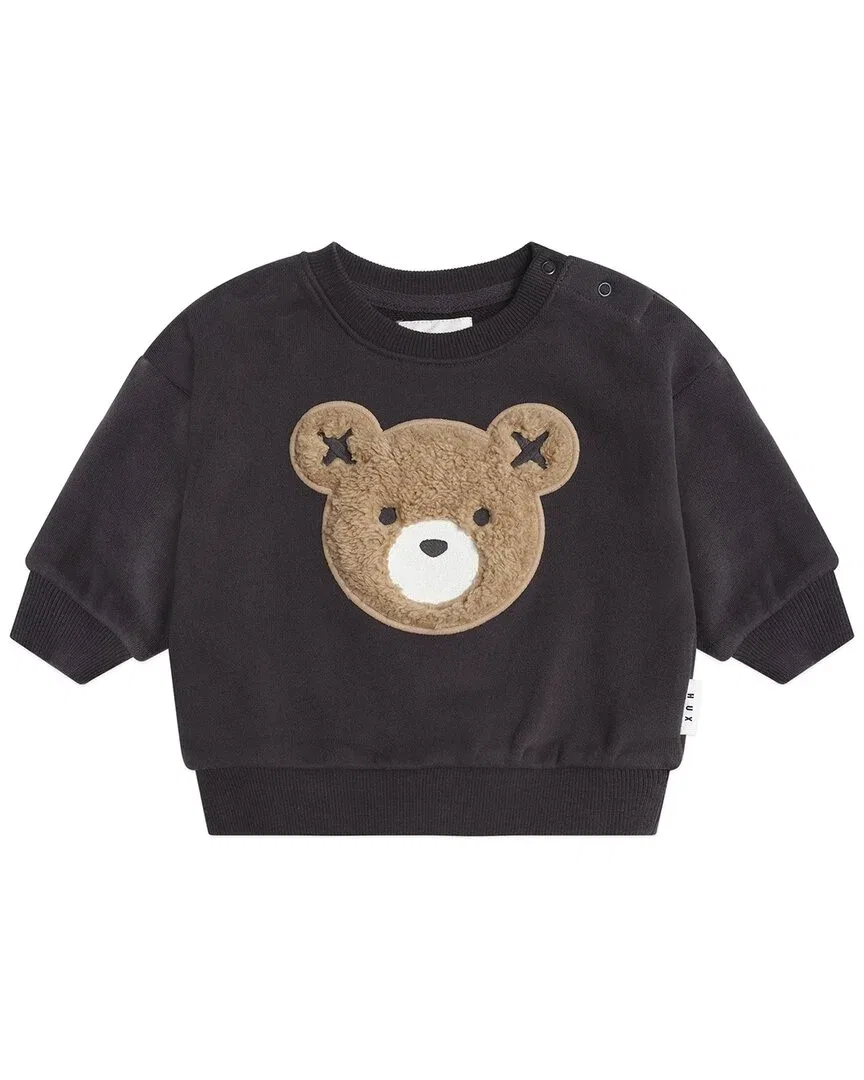 Детский свитшот с вышивкой медвежонка Huxbear Huxbaby, черный