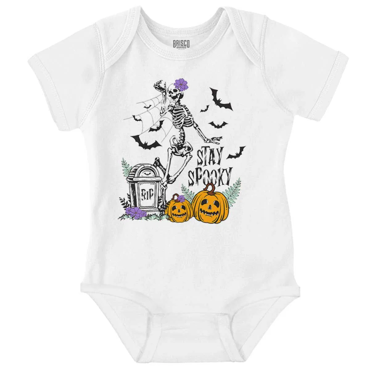 Детское боди для девочек с принтом Halloween Skeleton Dance Brisco Brands, White