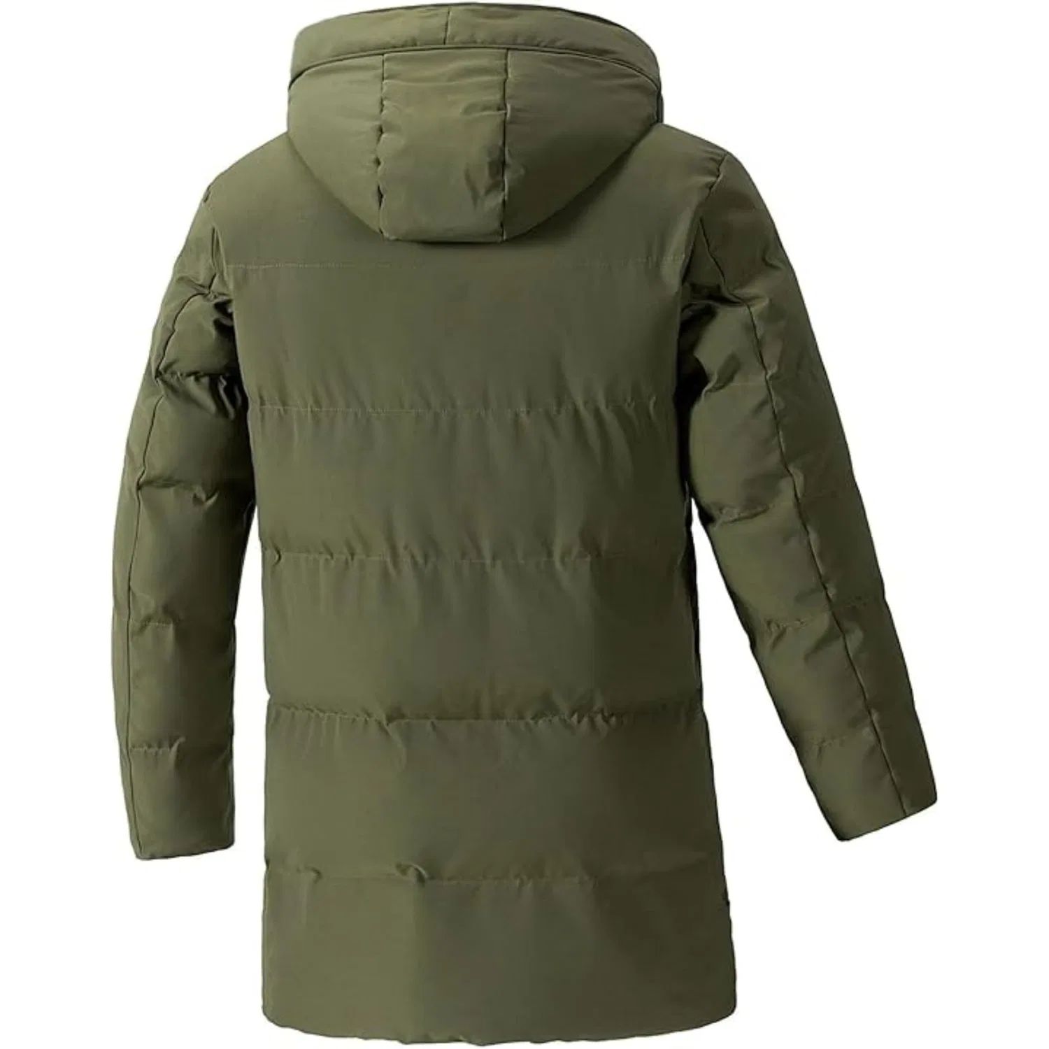 Мужская зимняя куртка с капюшоном утепленная, army green — фото 3