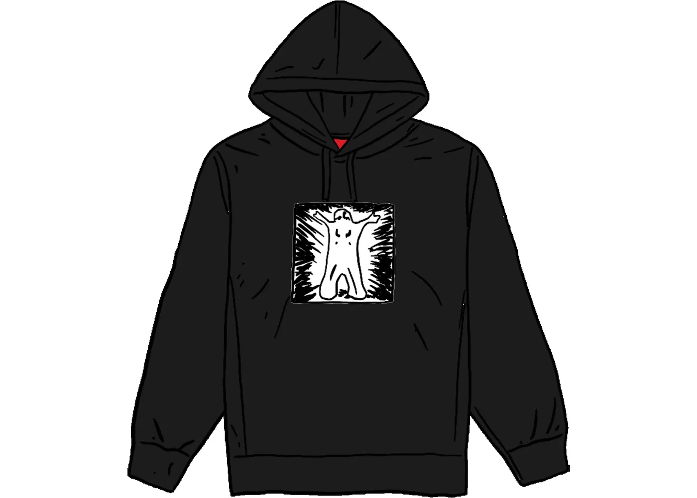 Мужской худи с капюшоном с принтом Supreme Hooded Sweatshirt, Black