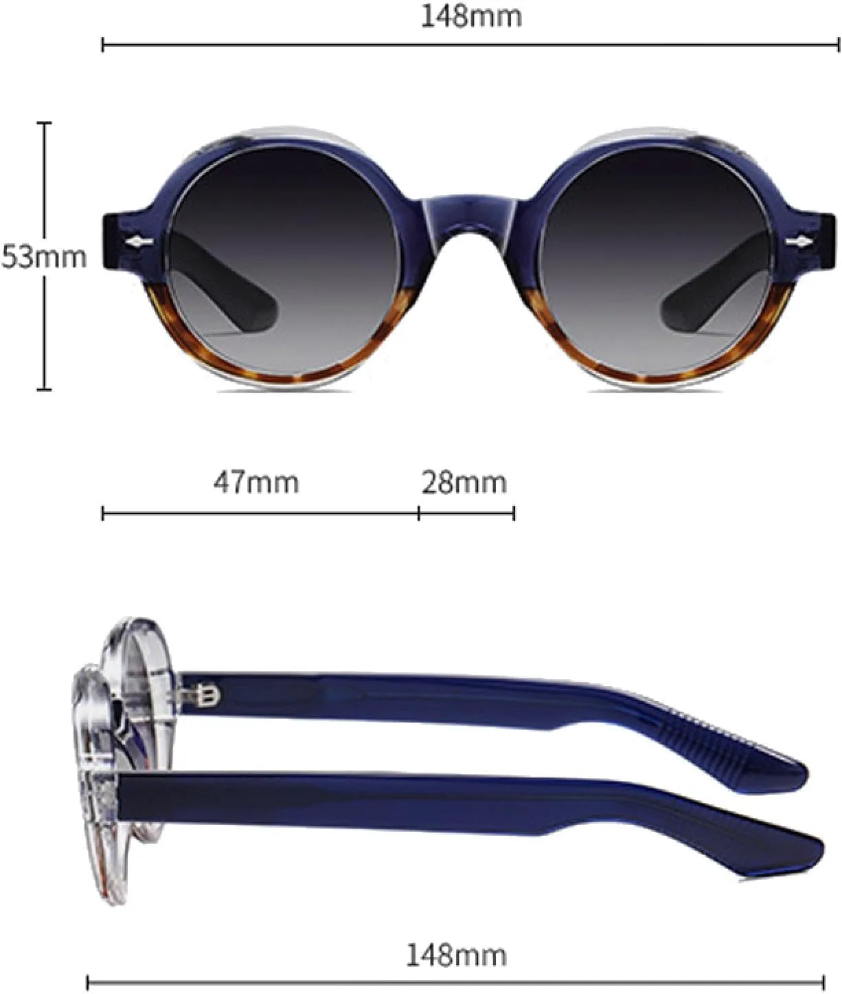 

Ретро круглые панк-солнцезащитные очки для мужчин, модные, прозрачные, с защитой от синего света, женские, роскошные, с заклепками, UV400 TYUVIVO, Blue Leopard Clear