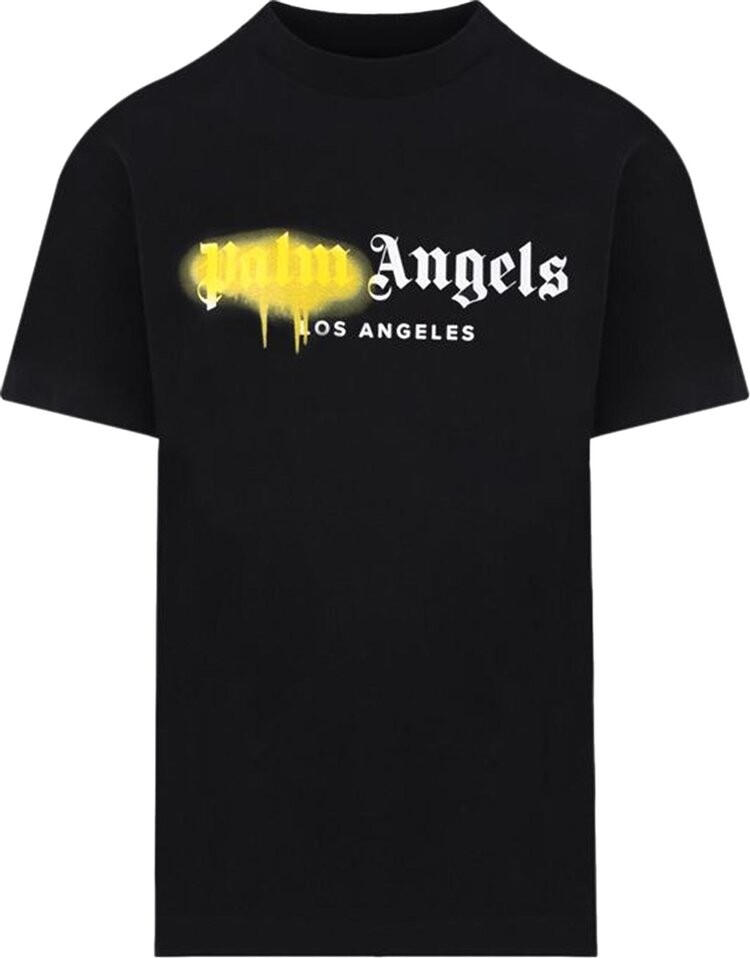 

Футболка Palm Angels LA Sprayed Logo Tee 'Black/Yellow', черный