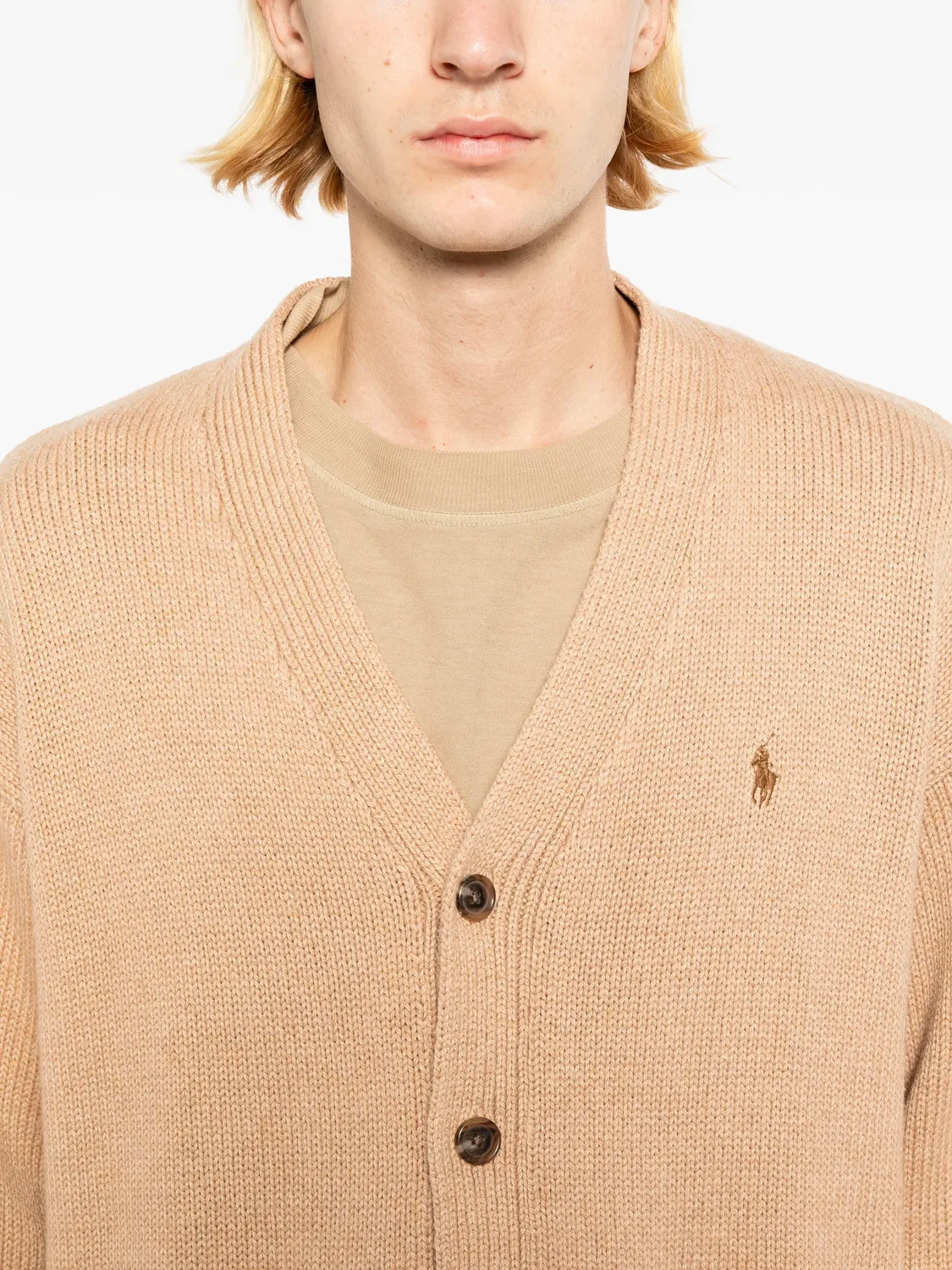 Polo Ralph Lauren Кардиган с вышитым логотипом, коричневый — фото 4