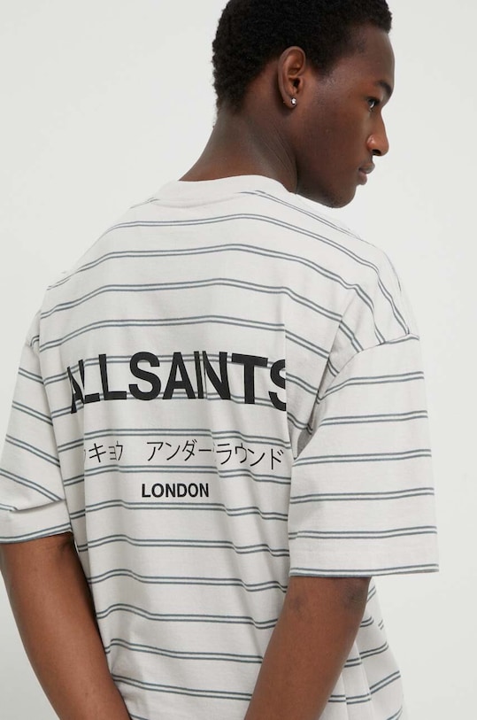 

Хлопковая футболка UNDERGROUND STRIPE S Allsaints, бежевый