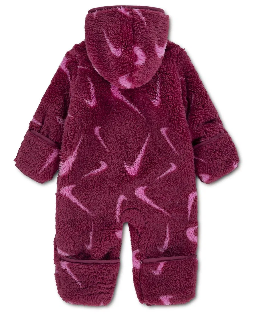Детский комбинезон на молнии с капюшоном, из флиса, с защитой рук и ног Nike, Sweet Beet — фото 2