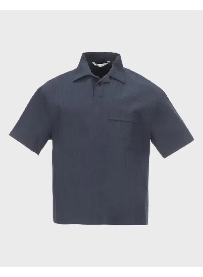 Рубашка свободного кроя с коротким рукавом Zara, темно-синий