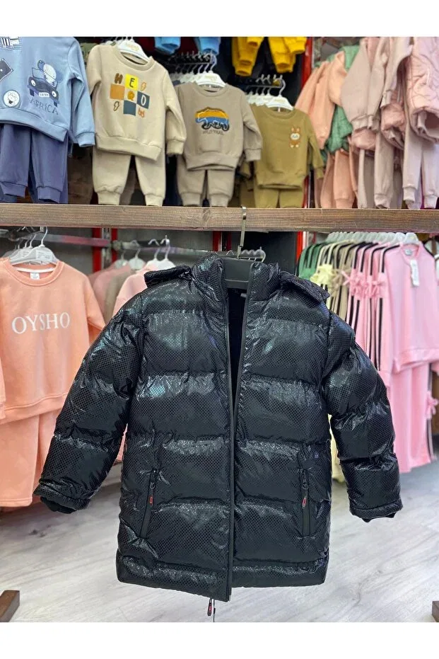Детское пальто для девочек с капюшоном Alissrekids, Black — фото 2
