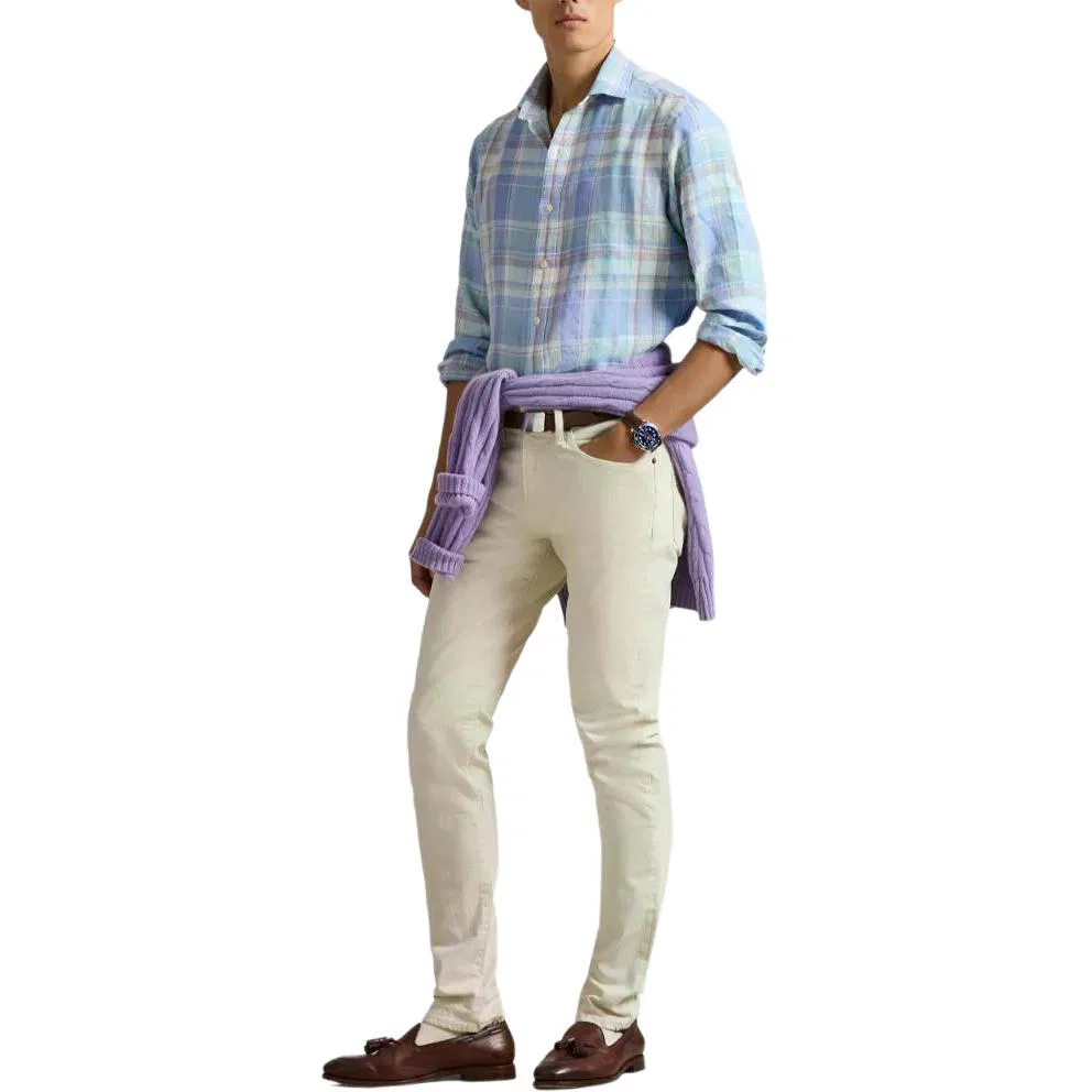 Рубашка с клетчатым узором Polo Ralph Lauren, Blue Orange Multicolor — фото 3