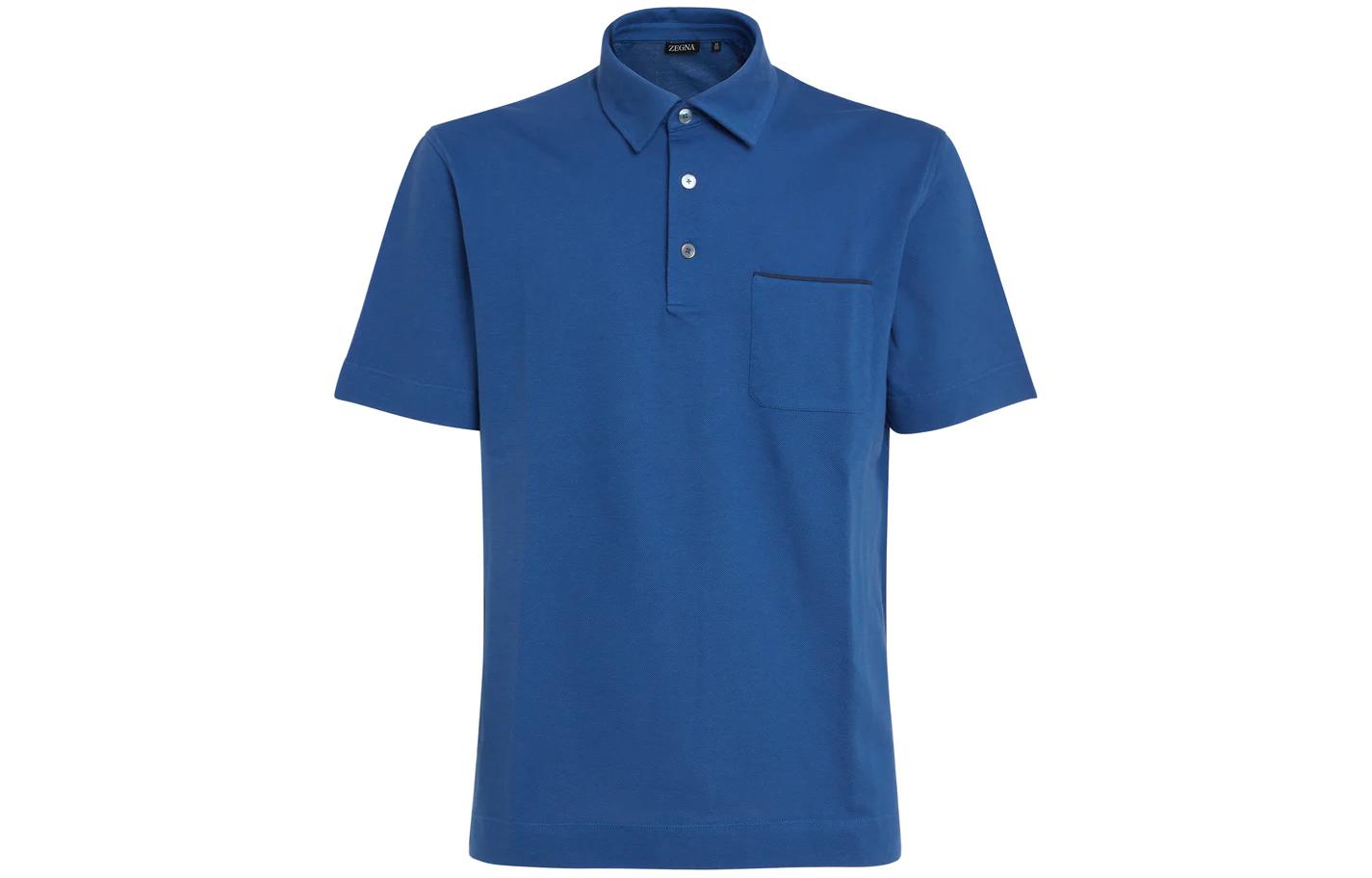 

Футболка поло из пике Zegna Ermenegildo Zegna, синяя