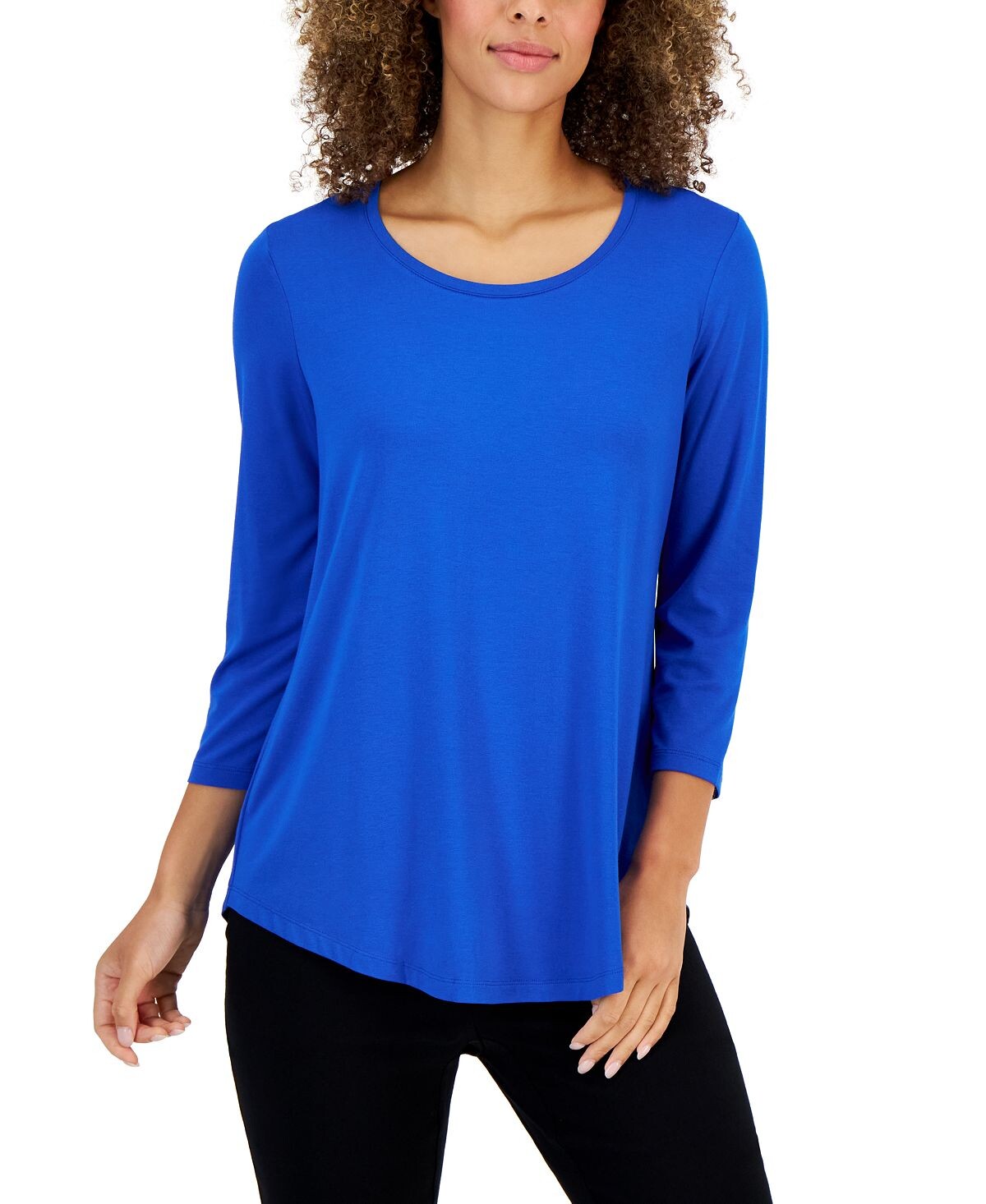 

Однотонный топ-туника с рукавами 3/4, созданный для macy's JM Collection, мульти