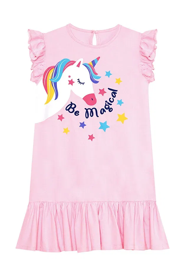 Детское платье для девочек с рюшами Unicorn Magic Denokids, Pink — фото 4