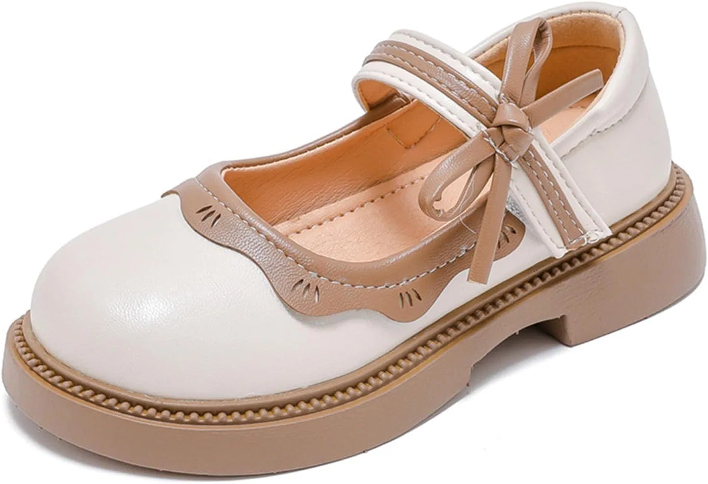 Детские туфли Мэри Джейн для девочек с цветком He&Yingmin, Beige
