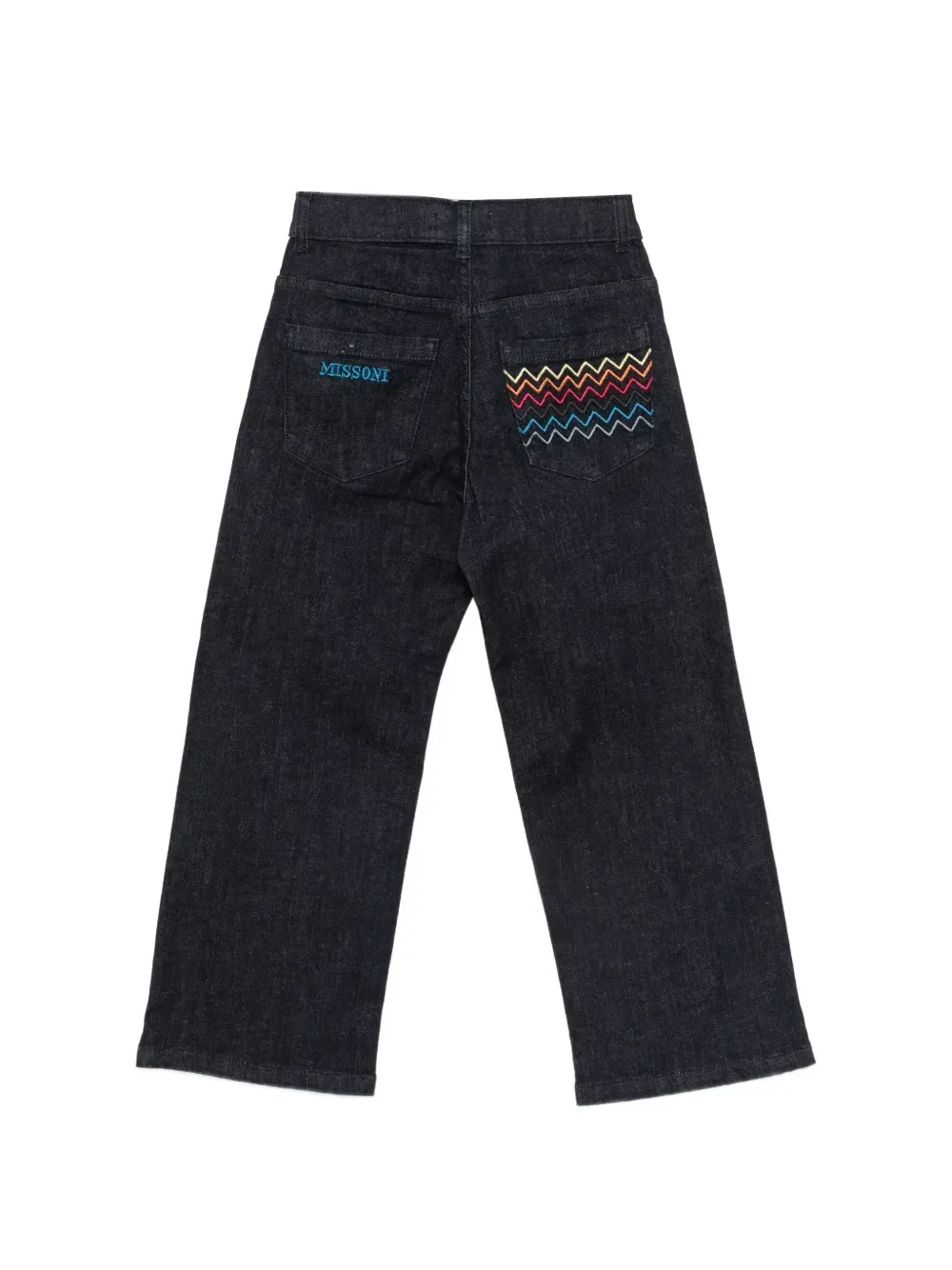 Джинсы с вышивкой зигзагом Missoni Kids, синий — фото 2