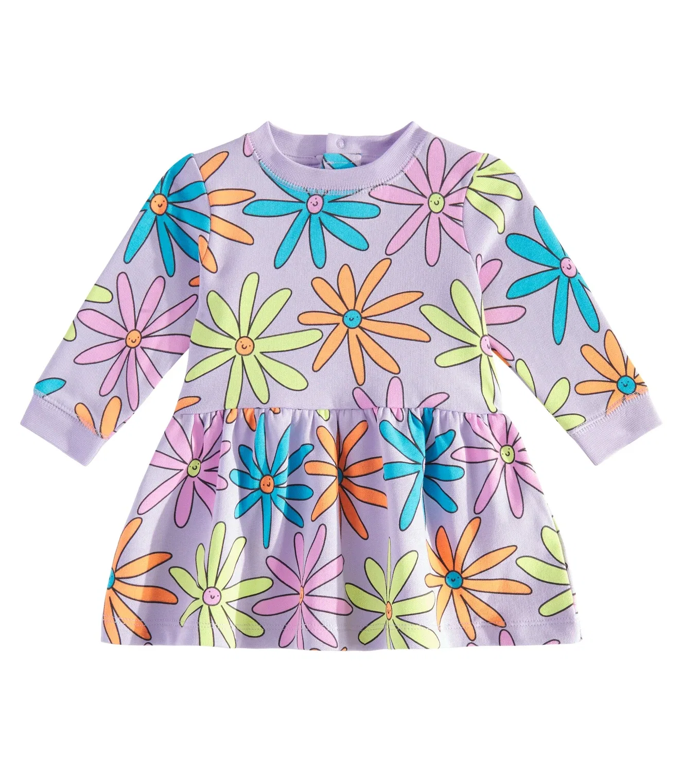 Детское платье-свитшот из хлопкового джерси с цветочным принтом Stella McCartney Kids, фиолетовый