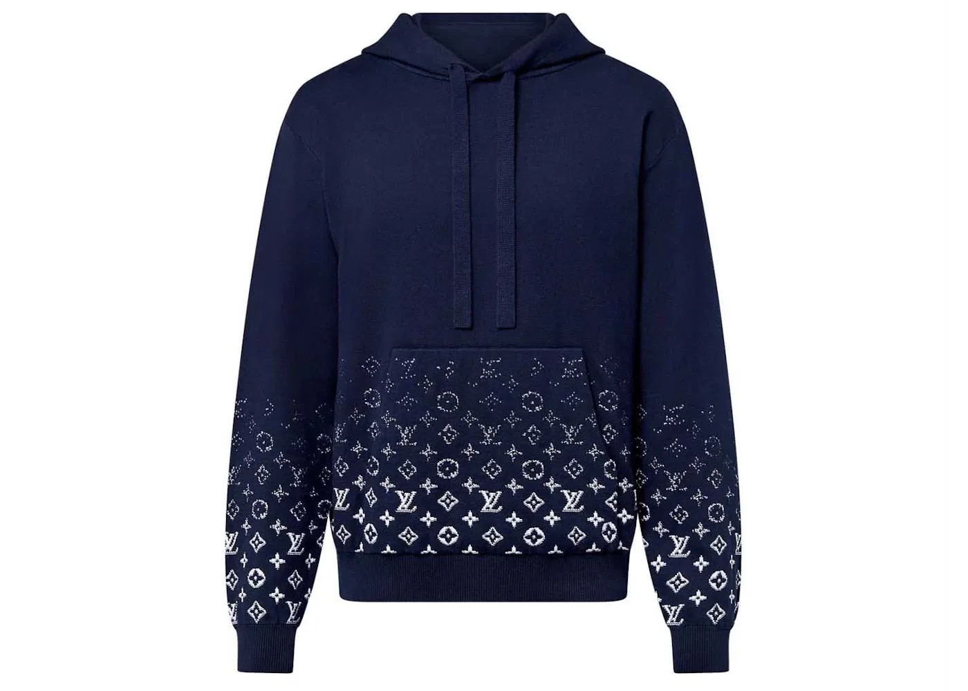 Мужской худи градиентное хлопковое Hoodie Louis Vuitton, Navy Blue