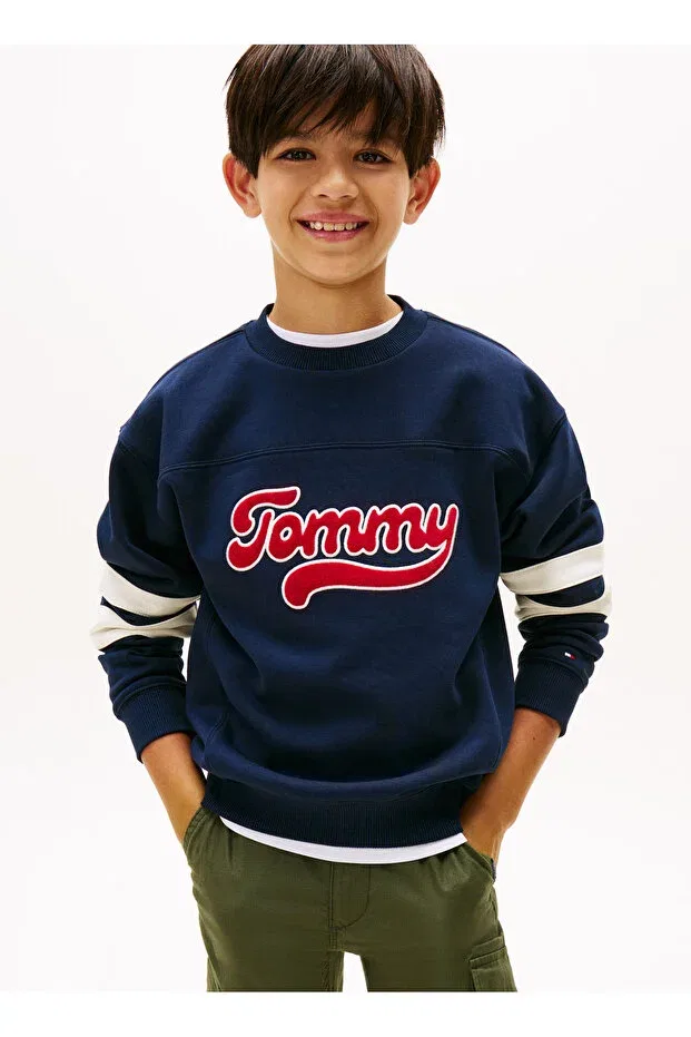 Детские свитшот для мальчиков с принтом Tommy Hilfiger, Navy Blue — фото 2