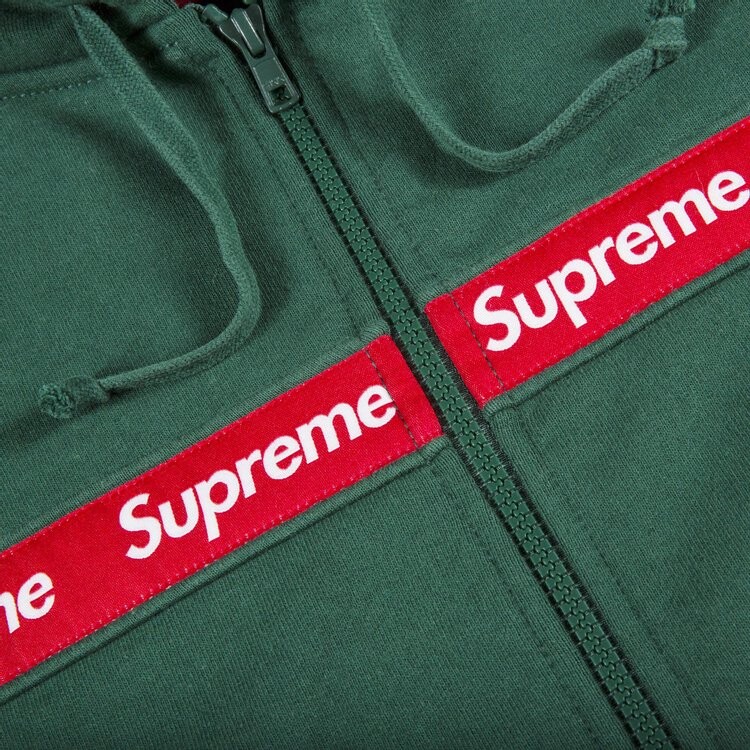 Толстовка Supreme Text Stripe Zip Up Hooded Sweatshirt 'Green', зеленый — фото 3