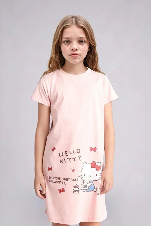 Детская ночная рубашка с коротким рукавом Hello Kitty Licensed Defacto, Pink-Pn622 — фото 2