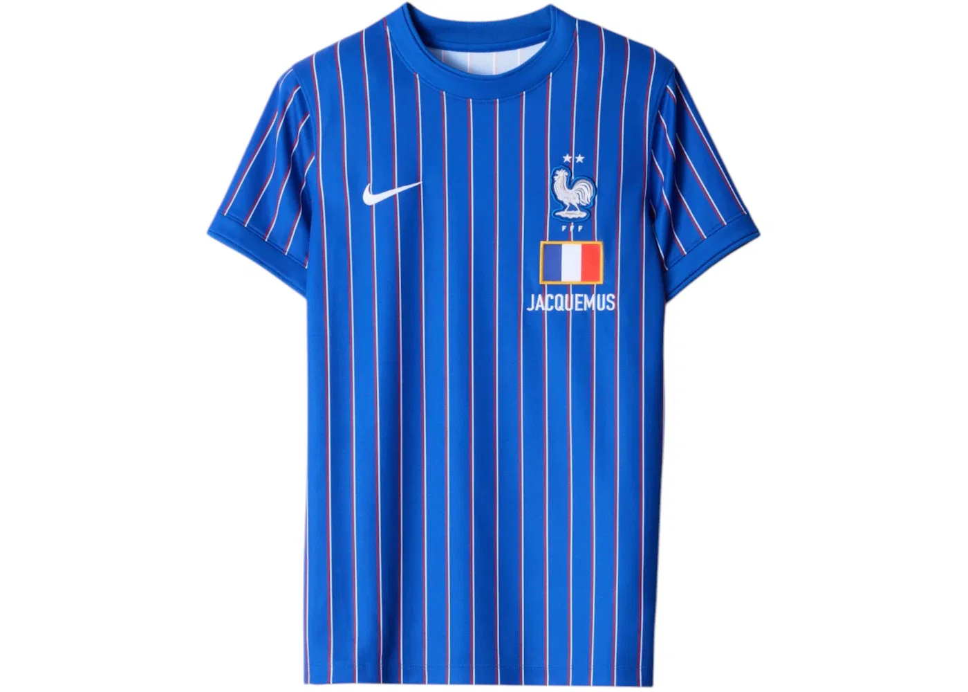 Женская предматчевая футболка с принтом Nike x Jacquemus x France Nike, Blue Stripe