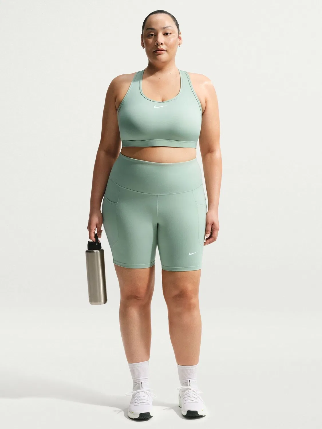 Шорты велосипедки Nike One с карманами, высокие Nike, Steam Green
