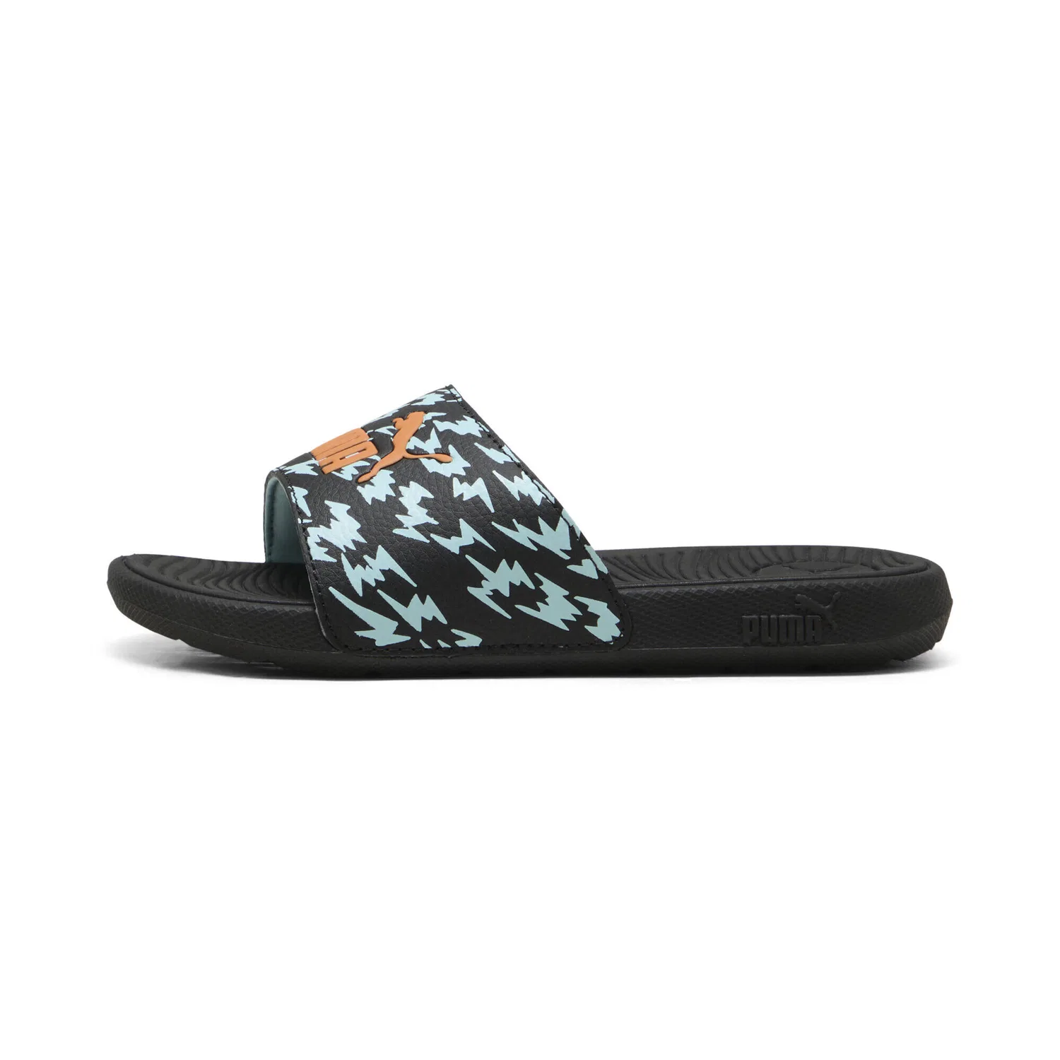 Детские шлепанцы с принтом Cool Cat 2.0 Poised 2 Race Slides Puma, Цвет: Schwarz Mango Blau — фото 4