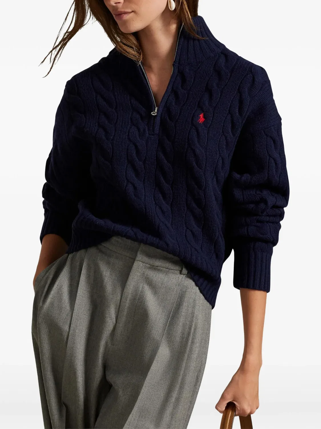 Синий джемпер с косичкой Polo Ralph Lauren, темно-синий — фото 2