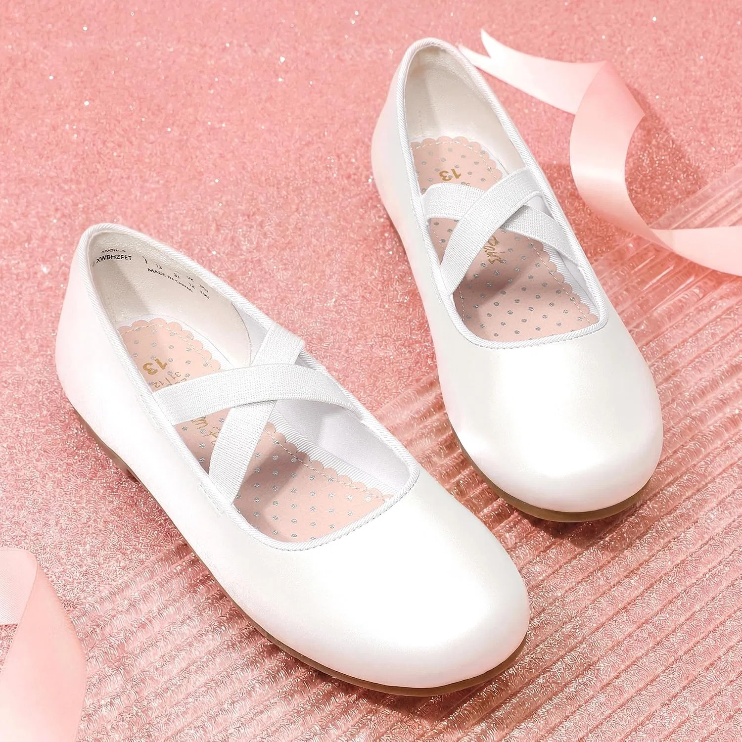 Детские балетки для девочек Mary Jane Flats DREAM PAIRS, White — фото 4