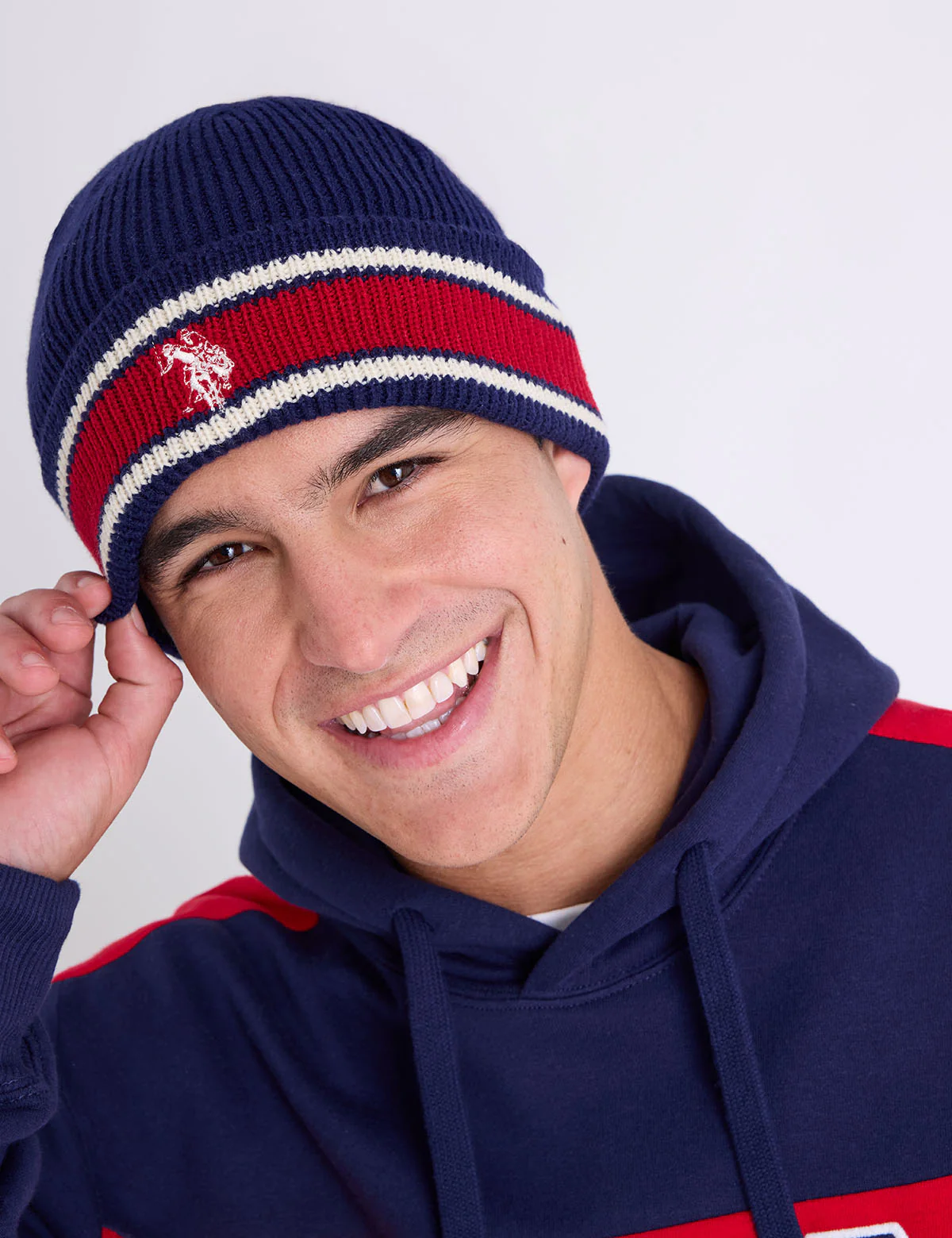 

Шапка U.S. Polo Assn Mens Red White And Blue Stripe, темно-синий