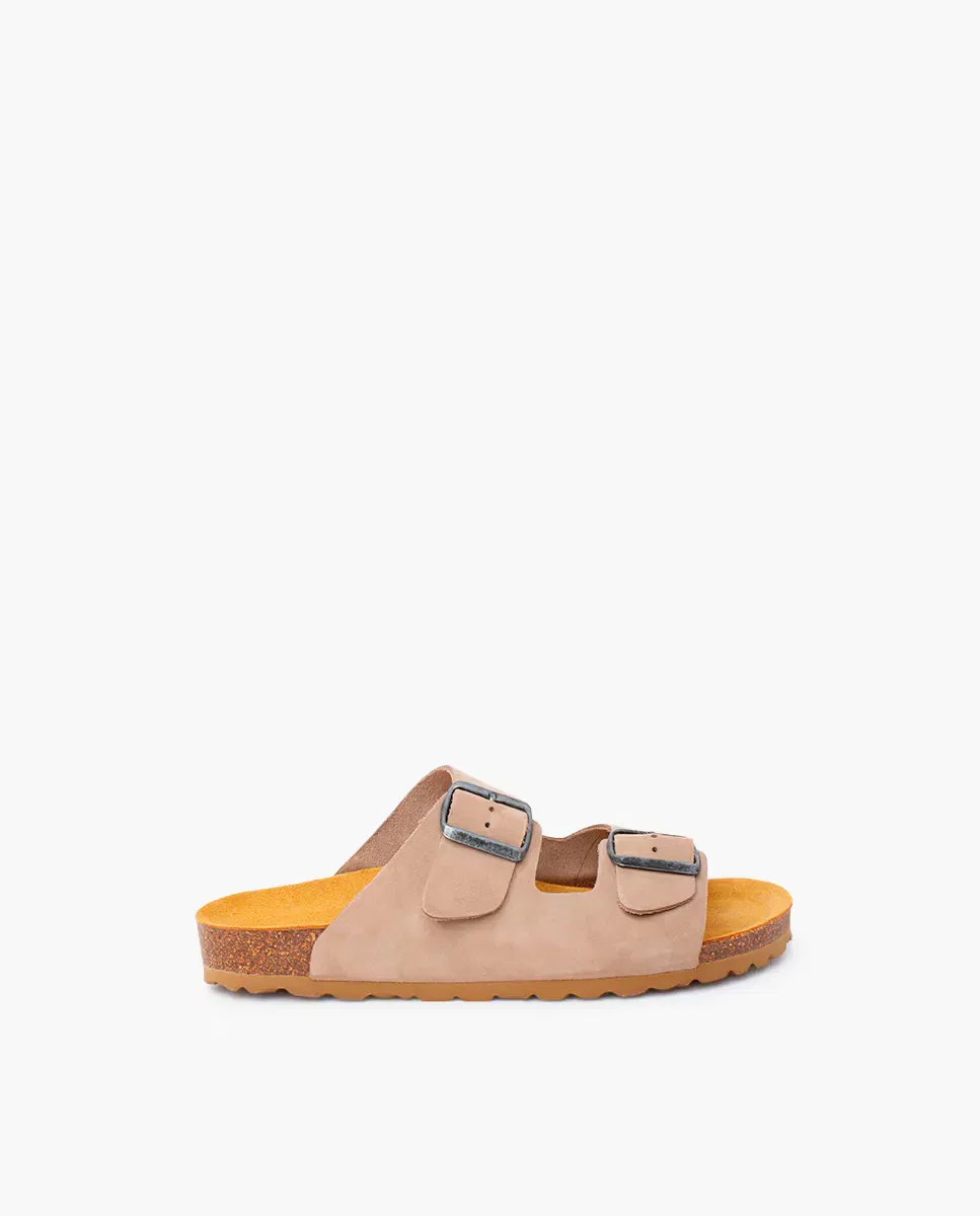 Детские сандалии для девочек кожаные с двумя пряжками Pisamonas, Beige