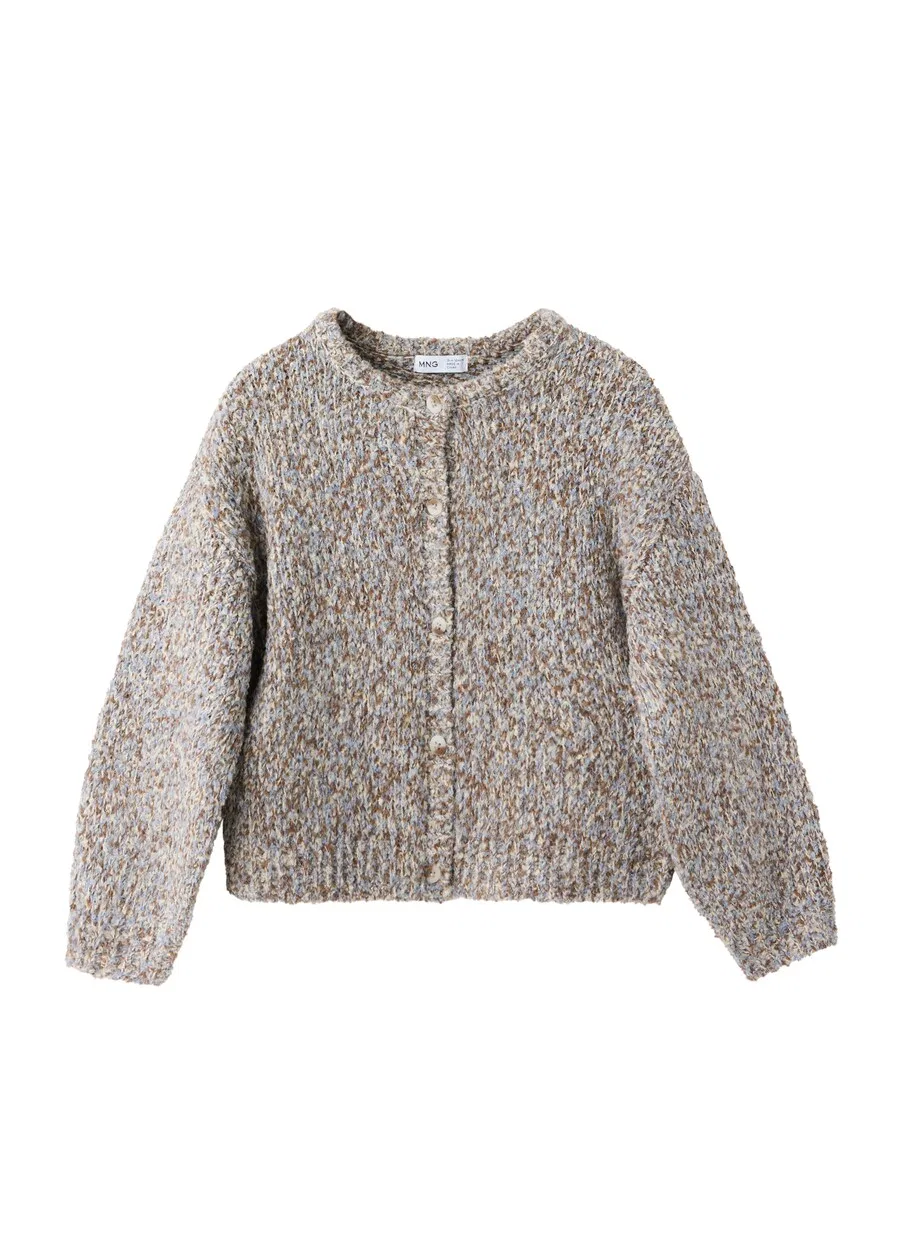 Детский вязаный кардиган MANGO KIDS 'LU' шоколадного цвета