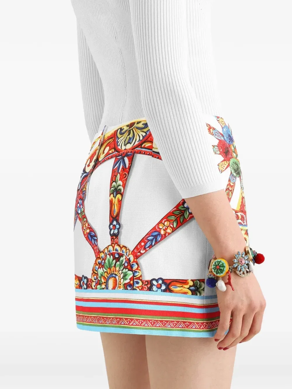 Мини-юбка с принтом Carretto Dolce & Gabbana, белый — фото 4