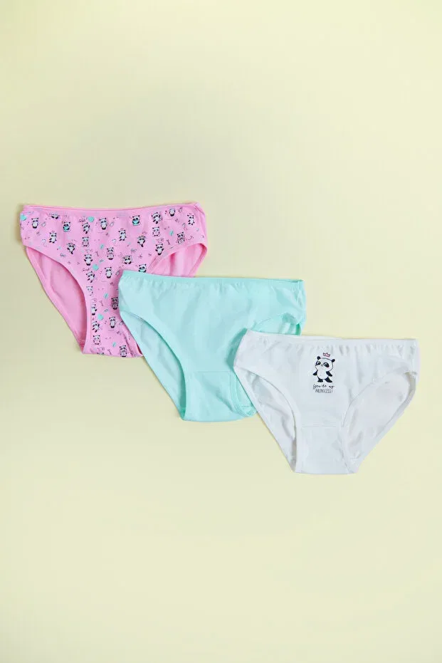 Детские трусы для девочек с принтом Panda Printed Fulla Moda, Ecru — фото 2