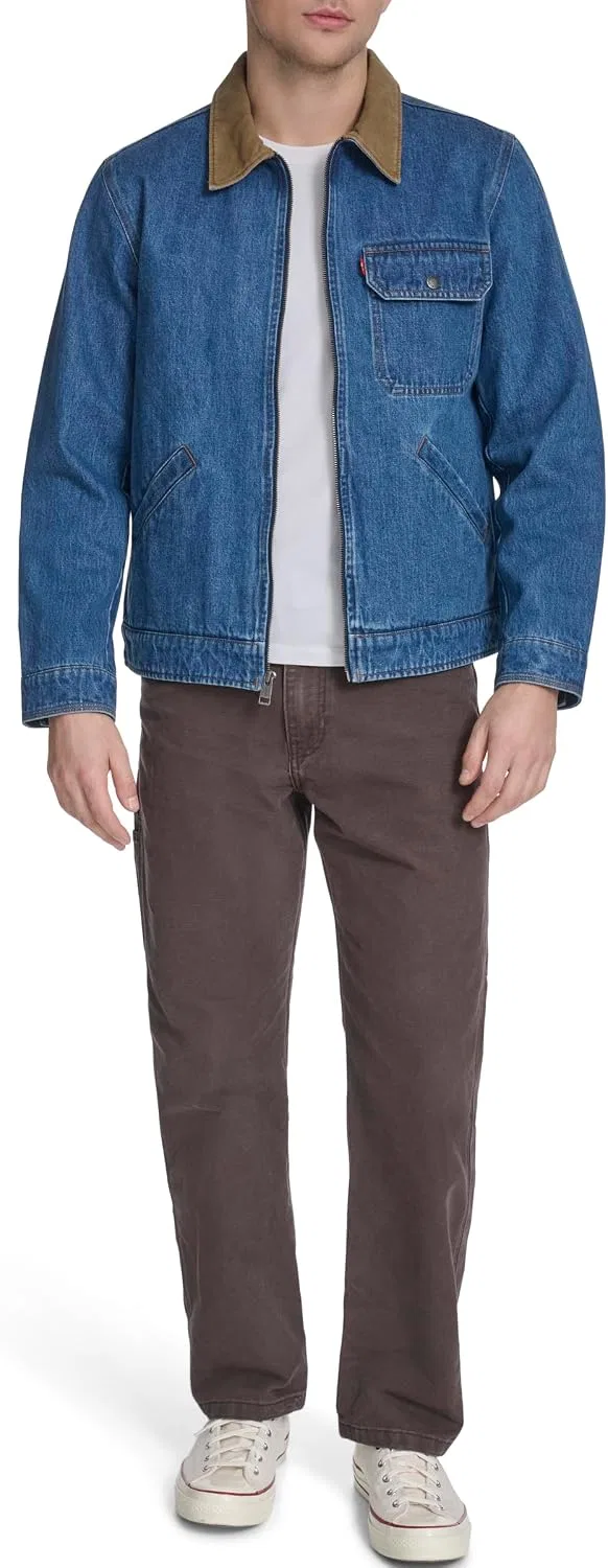 Мужская хлопковая куртка-джинсовка с вельветовым воротником Levi's, Medium Wash Denim Lightweight — фото 2