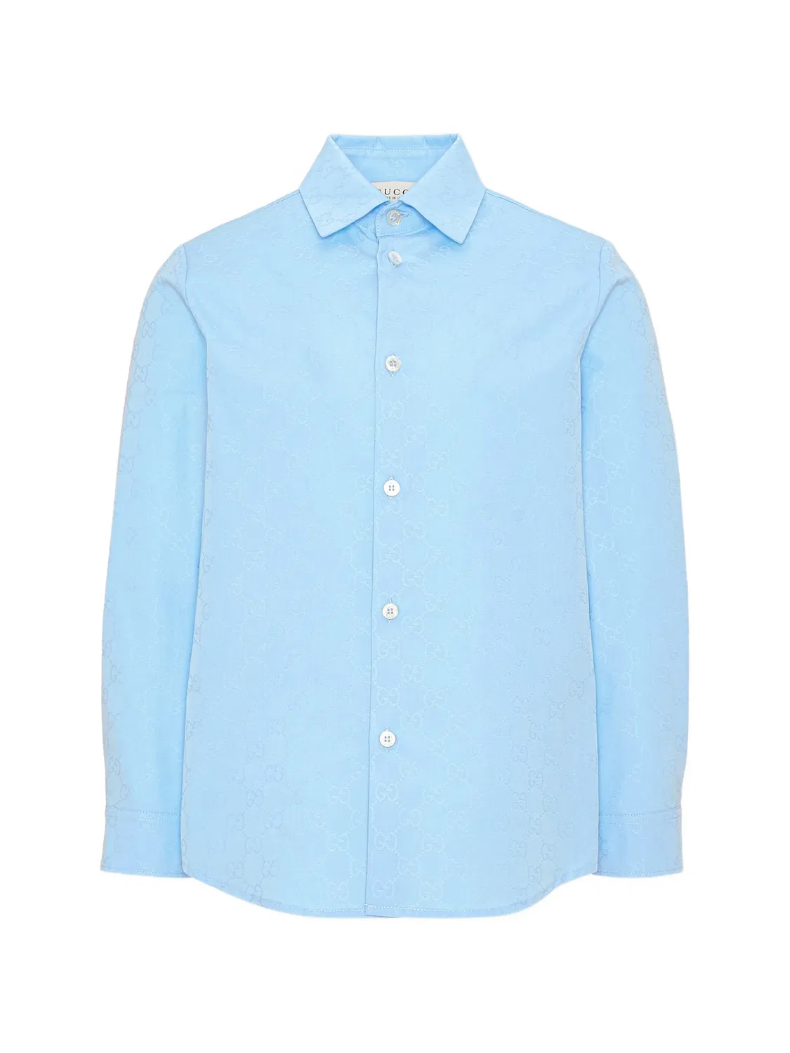 Рубашка с длинными рукавами и узором GG Supreme Gucci Kids, синий