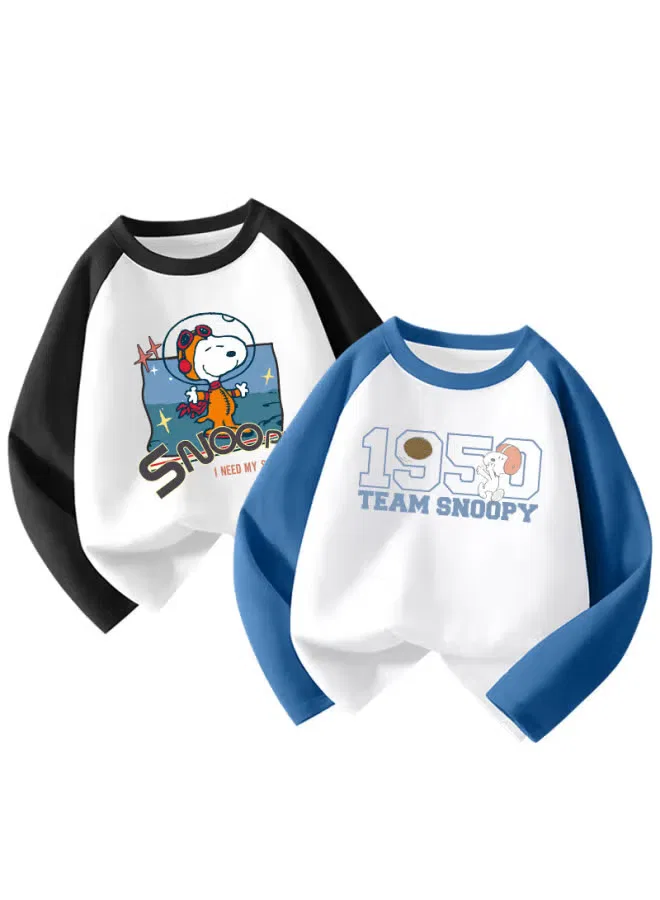 Комплект футболок с длинным рукавом хлопковый Snoopy, черный и синий