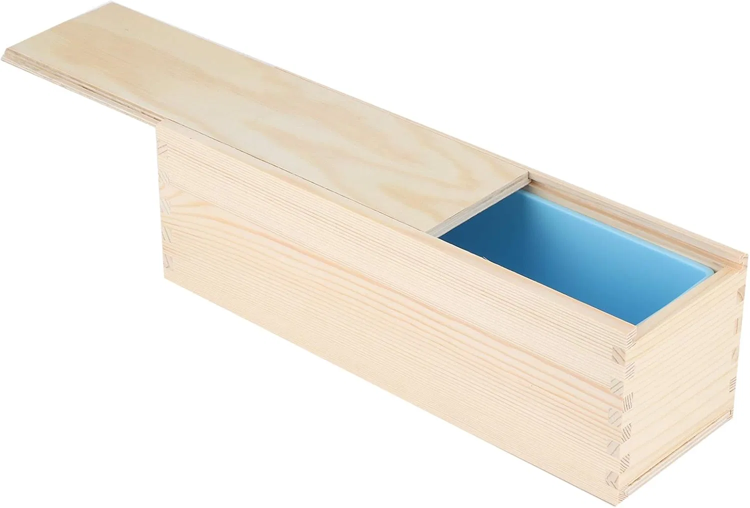 Форма для мыла DIY с розой, деревянная коробка, силиконовая вставка, Zonizforceal, 28.2x9x9 см, Голубая — фото 3