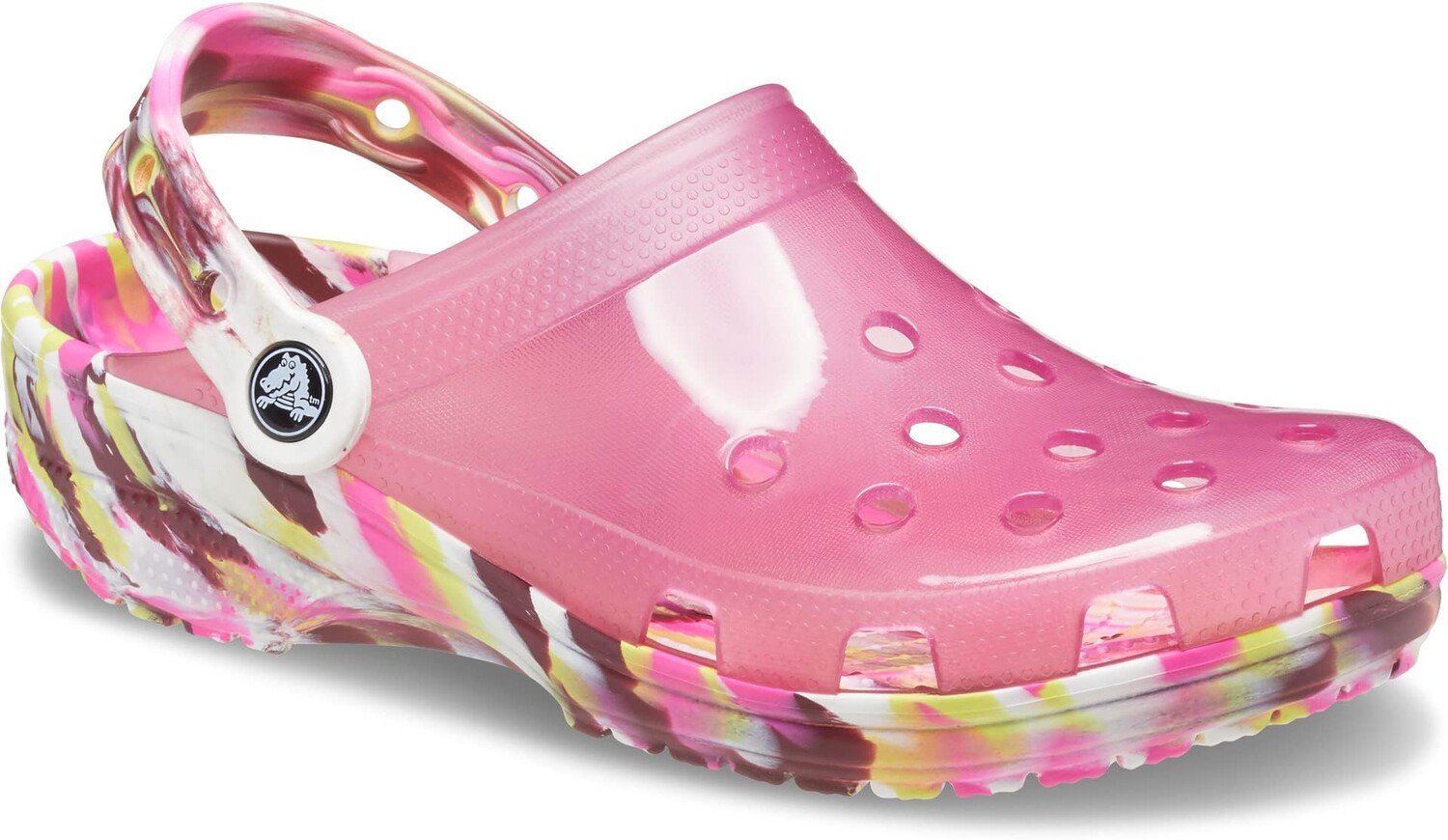 Сабо Crocs Classic Translucent Clog, цвет Fuchsia Fun/Multi Marbled