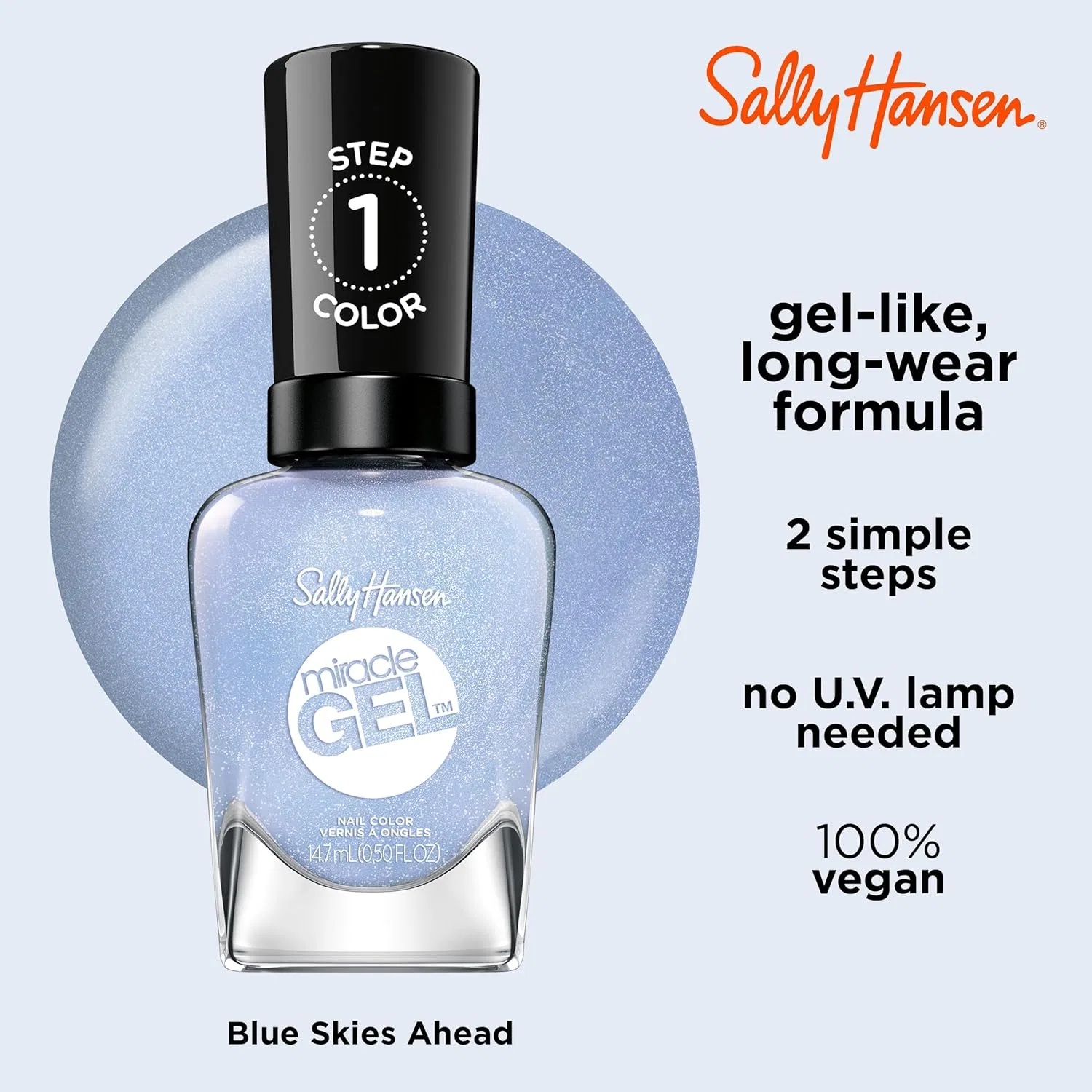 Гель-лак для ногтей Sally Hansen Miracle Gel, оттенок 627 Blue Skies Ahead Sally Hansen — фото 4
