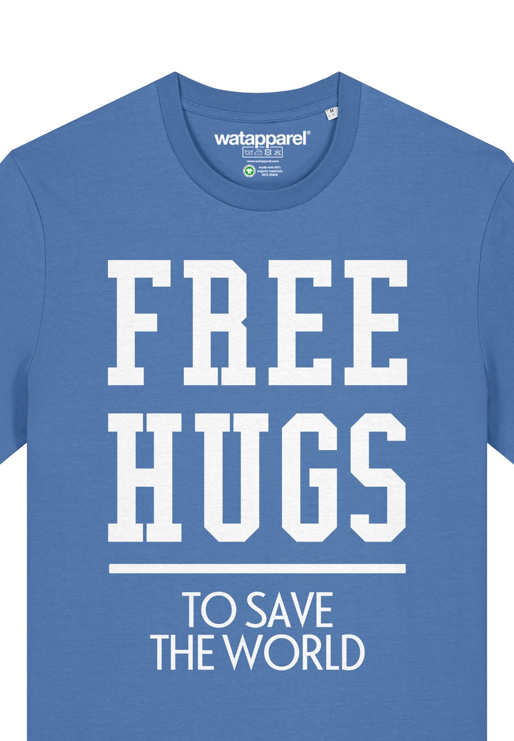 

Футболка с принтом FREE HUGS TO SAVE THE WORLD watapparel, светло-голубой