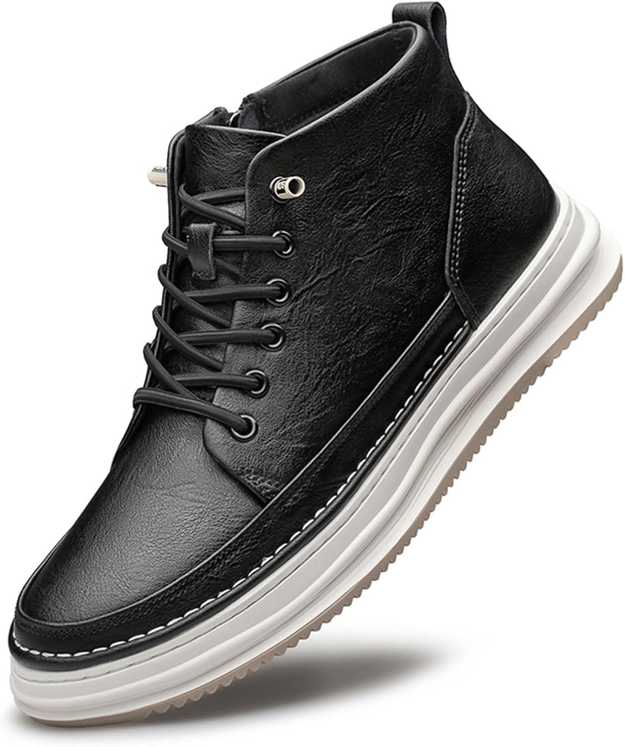 

Мужские ботинки SECHRITE на лифте, полусапожки с невидимым увеличением роста, кожаные повседневные ботинки, повышающие рост на 6 см, черный