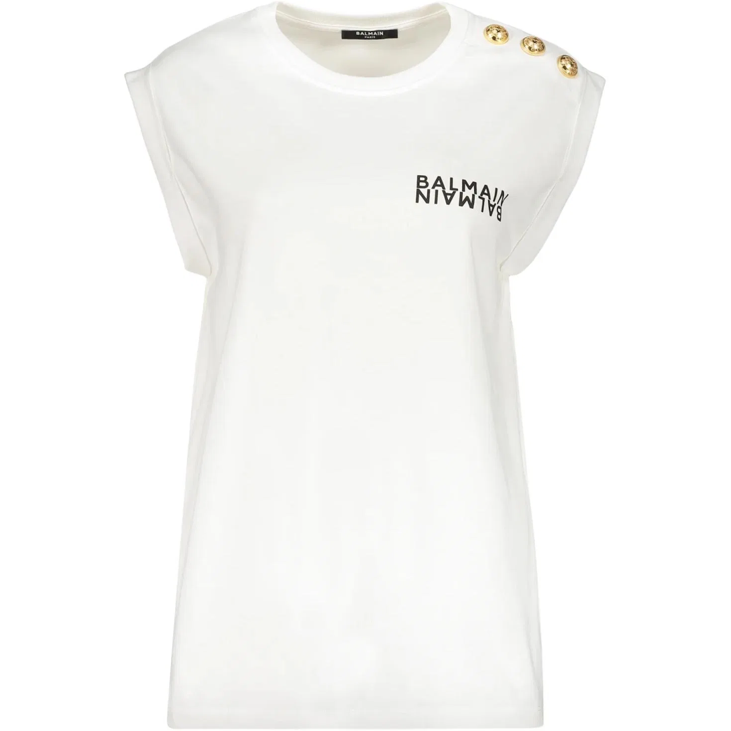 Футболка с пуговицами BALMAIN White
