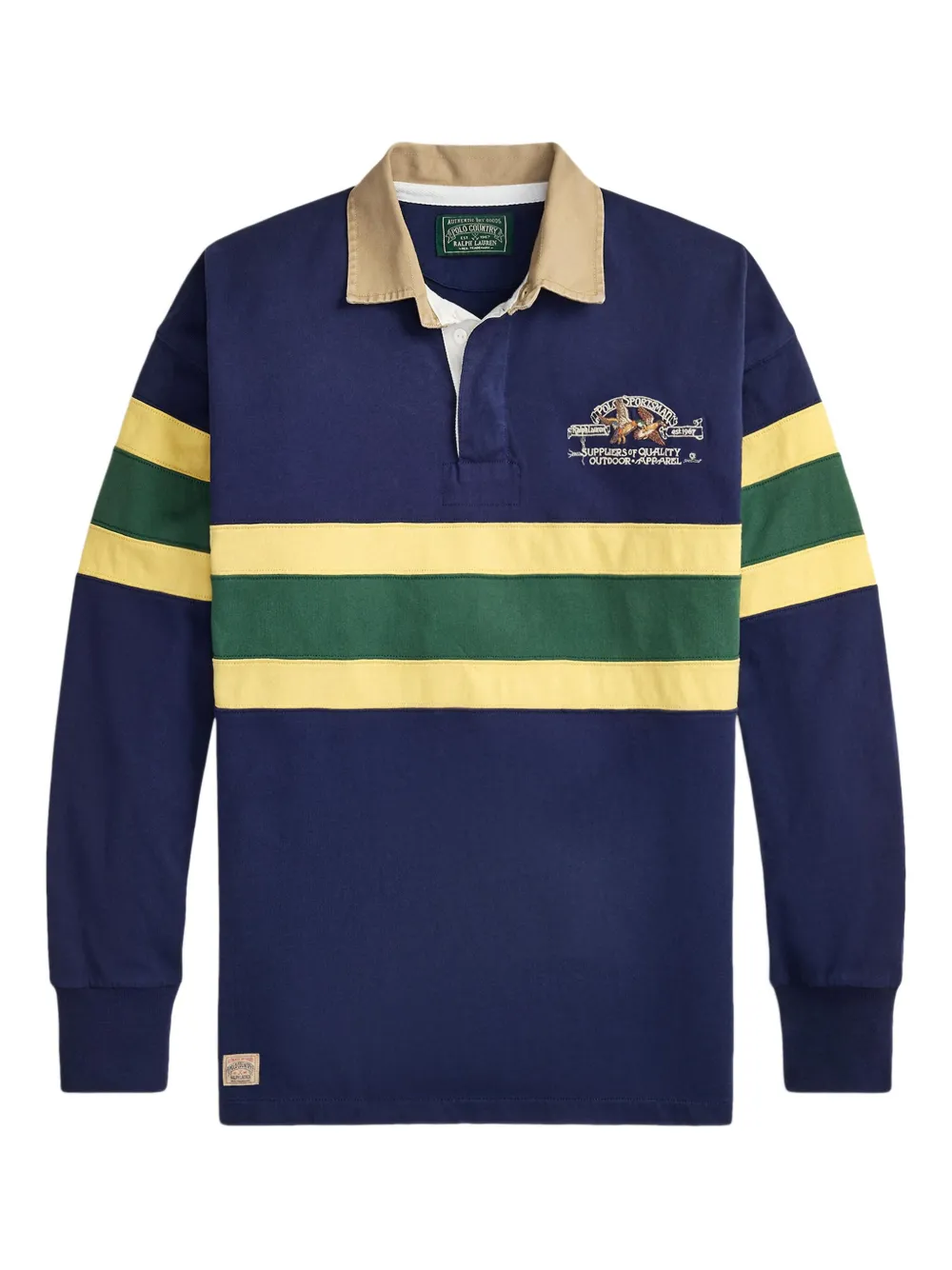 

Рубашка поло с длинными рукавами и полосками Polo Ralph Lauren, синий